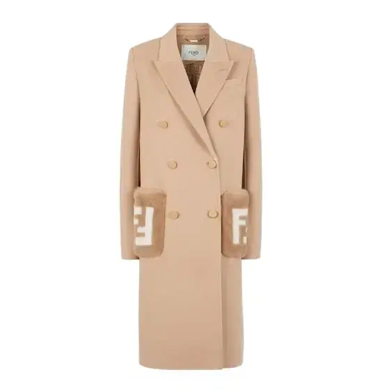 Fendi Midi straight-cut coat with side slits at the hem