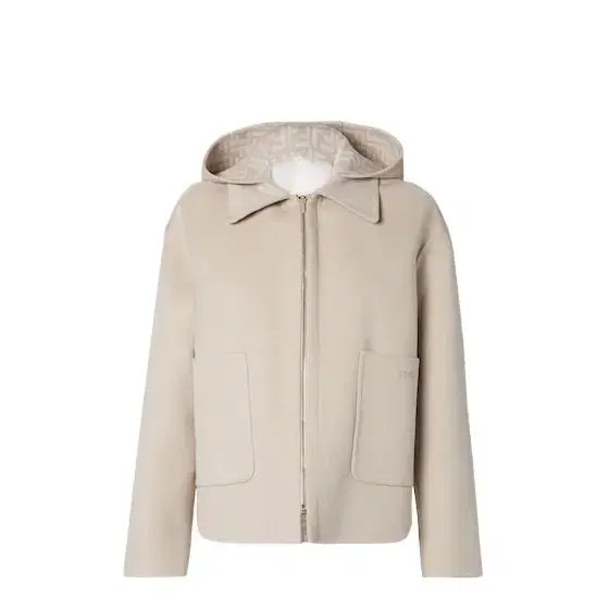 Short blouson with shirt collar and detachable hood