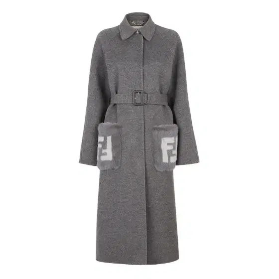 Fendi Midi straight-cut coat with side slits at the hem