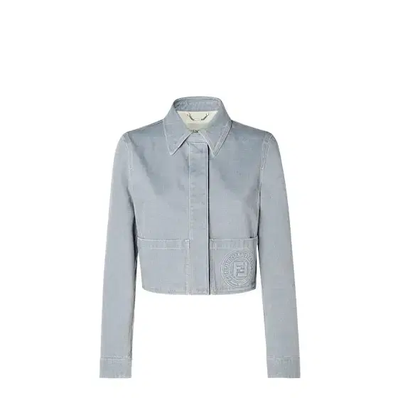 Fendi Long-sleeved crop jacket with shirt collar and cuffs