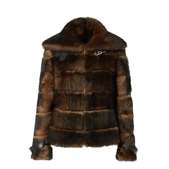 Fendi Aviator jacket with wide collar fastened with leather