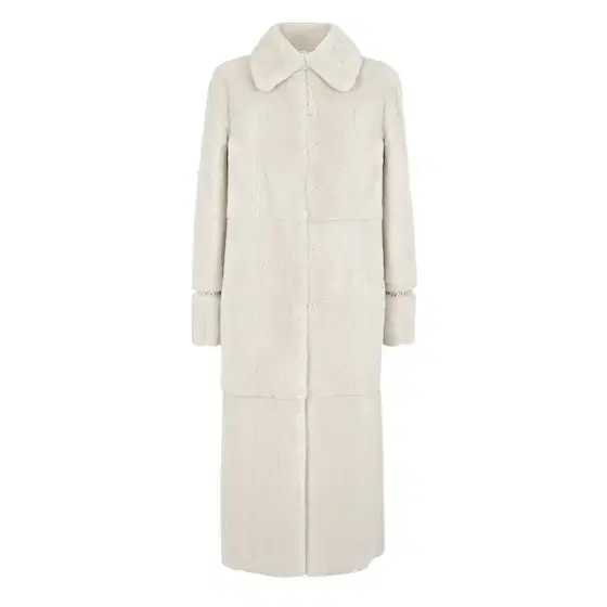 Long-sleeved straight-cut long coat with shirt collar