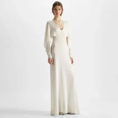 Fendi Long dress with a flowing silhouette, featuring cape | Thumbnail 4 Fendi Long dress with a flowing silhouette, featuring cape | Thumbnail 4