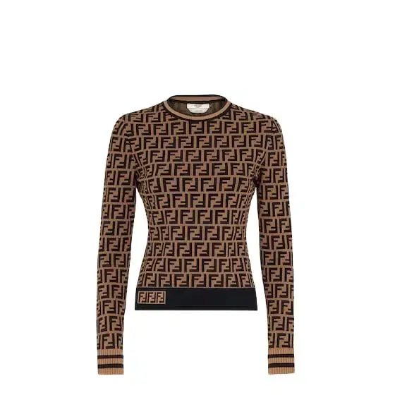 Fendi Long-sleeved fitted knit top