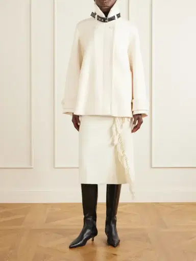 Lanvin Belted Leather-trimmed Wool Trench Coat | Thumbnail 2