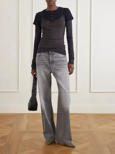 Acne Studios Ersilia Layered Ribbed Lyocell And Cotton-blend T-shirt | Thumbnail 2