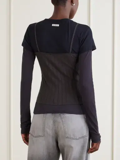 Acne Studios Ersilia Layered Ribbed Lyocell And Cotton-blend T-shirt | Thumbnail 3