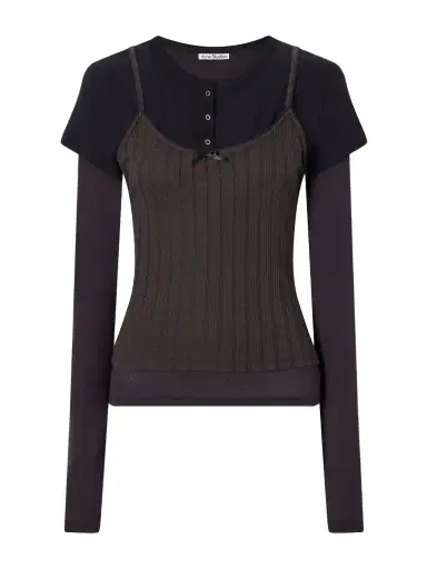 Acne Studios Ersilia Layered Ribbed Lyocell And Cotton-blend T-shirt | Thumbnail 1