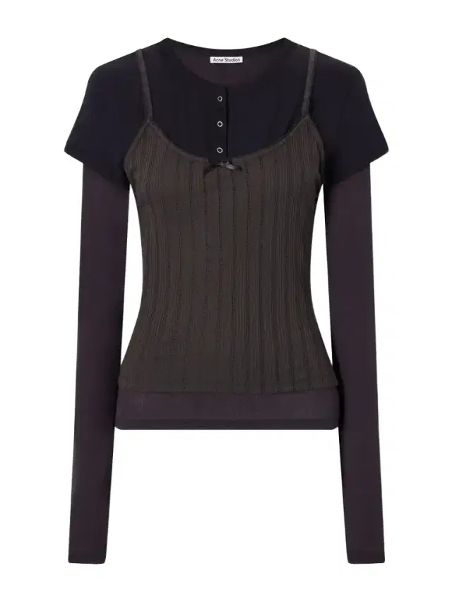 Acne Studios Ersilia Layered Ribbed Lyocell And Cotton-blend T-shirt