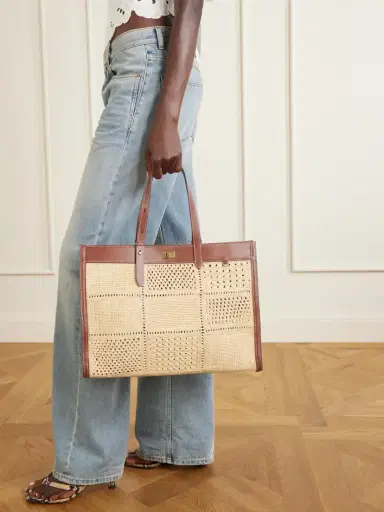 Anya Hindmarch Mortimer Leather-trimmed Woven Raffia Tote | Thumbnail 2 Anya Hindmarch Mortimer Leather-trimmed Woven Raffia Tote | Thumbnail 2