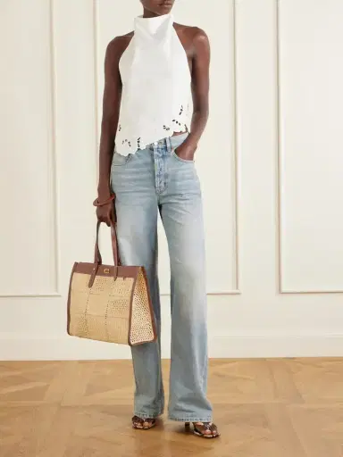 Anya Hindmarch Mortimer Leather-trimmed Woven Raffia Tote | Thumbnail 3 Anya Hindmarch Mortimer Leather-trimmed Woven Raffia Tote | Thumbnail 3