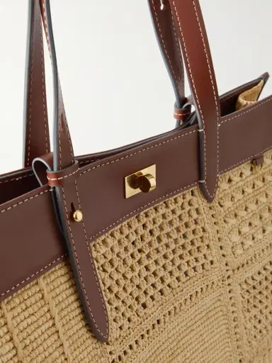 Anya Hindmarch Mortimer Leather-trimmed Woven Raffia Tote | Thumbnail 5 Anya Hindmarch Mortimer Leather-trimmed Woven Raffia Tote | Thumbnail 5