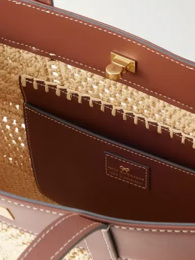 Anya Hindmarch Mortimer Leather-trimmed Woven Raffia Tote | Thumbnail 6 Anya Hindmarch Mortimer Leather-trimmed Woven Raffia Tote | Thumbnail 6
