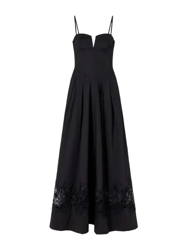 Rebecca Vallance Claribelle Lace-trimmed Cotton-blend Poplin Gown