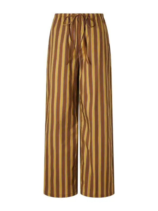 Staud Mateo Striped Stretch Cotton-gabardine Mid-rise Wide-leg Pants