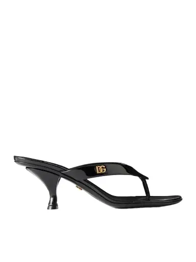 Dolce & Gabbana Logo-detailed Patent-leather Thong Sandals | Thumbnail 1 Dolce & Gabbana Logo-detailed Patent-leather Thong Sandals | Thumbnail 1