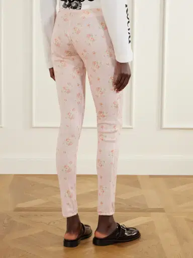 Simone Rocha Ruffled Floral-print Pointelle-knit Cotton-jersey Leggings | Thumbnail 4