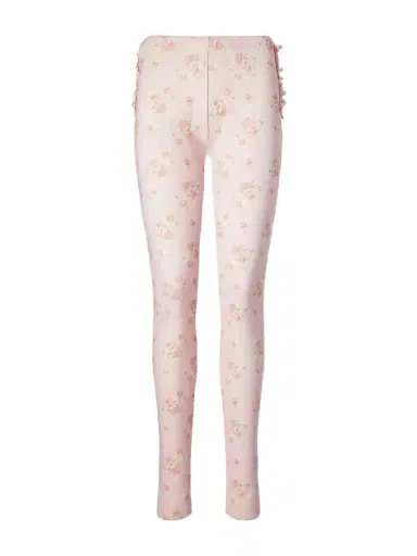 Simone Rocha Ruffled Floral-print Pointelle-knit Cotton-jersey Leggings | Thumbnail 1