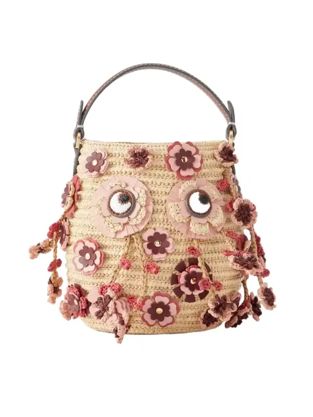 Blossom Creature Embellished Raffia Mini Bag