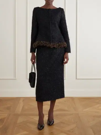 Simone Rocha Plush-trimmed Metallic Tweed Jacket | Thumbnail 2