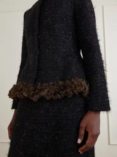 Simone Rocha Plush-trimmed Metallic Tweed Jacket | Thumbnail 4