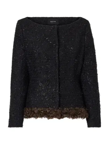 Simone Rocha Plush-trimmed Metallic Tweed Jacket | Thumbnail 1