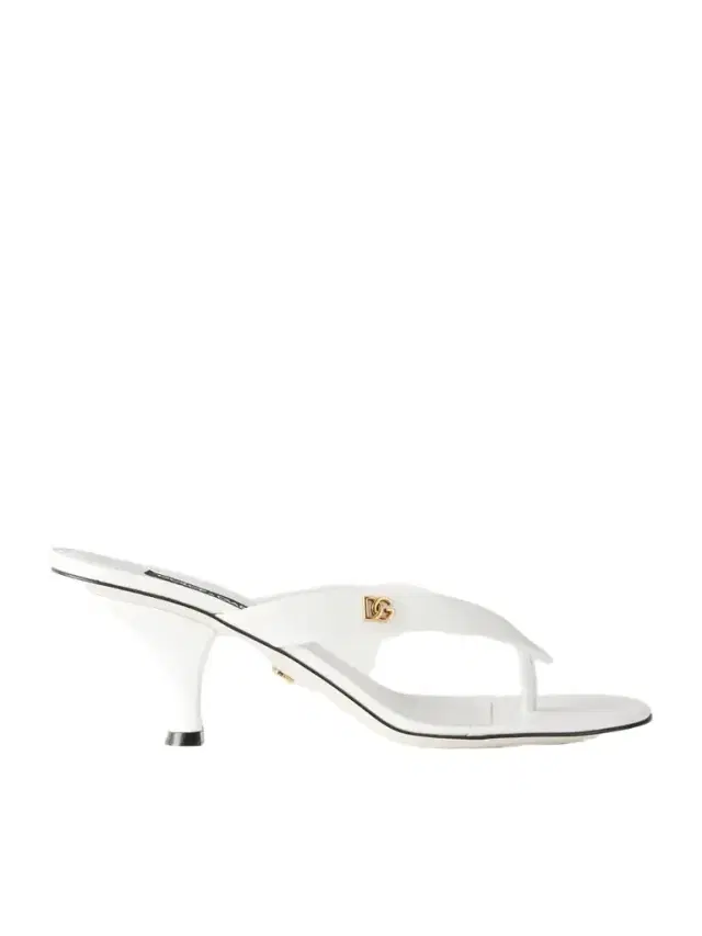 Dolce & Gabbana Logo-detailed Patent-leather Thong Sandals