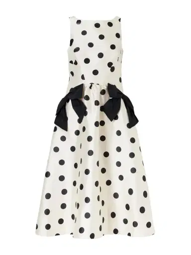 Rebecca Vallance Bacio Bow-detailed Polka-dot Satin-twill Midi Dress | Thumbnail 1 Rebecca Vallance Bacio Bow-detailed Polka-dot Satin-twill Midi Dress | Thumbnail 1