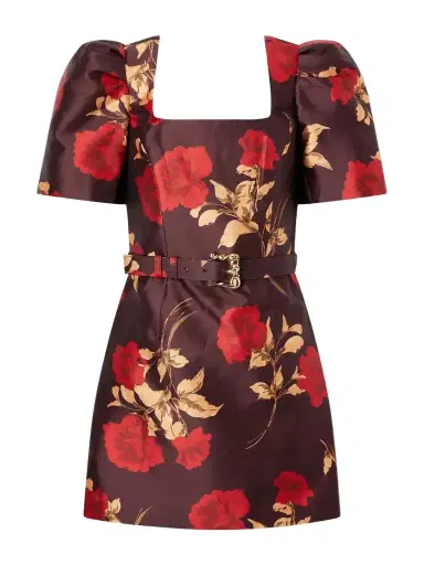 Rebecca Vallance Melora Belted Floral-print Satin-twill Mini Dress | Thumbnail 1