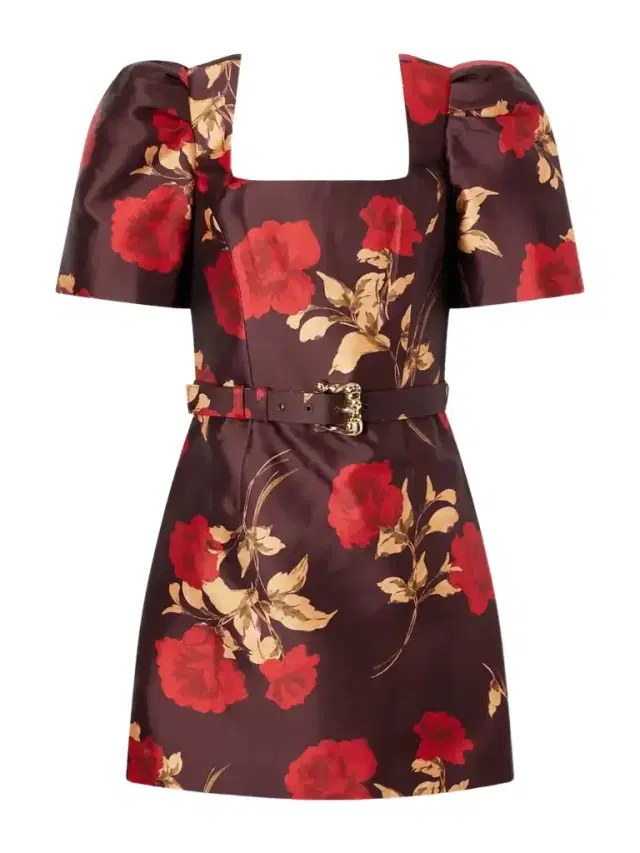Rebecca Vallance Melora Belted Floral-print Satin-twill Mini Dress