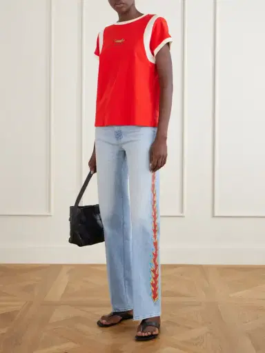 Mother The Saloon Sneak Printed High-waist Wide-leg Jeans | Thumbnail 2
