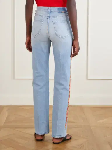 Mother The Saloon Sneak Printed High-waist Wide-leg Jeans | Thumbnail 4
