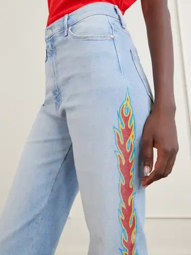 Mother The Saloon Sneak Printed High-waist Wide-leg Jeans | Thumbnail 5
