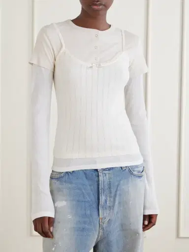 Acne Studios Ersilia Layered Ribbed Lyocell And Cotton-blend T-shirt | Thumbnail 3