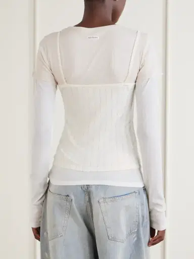 Acne Studios Ersilia Layered Ribbed Lyocell And Cotton-blend T-shirt | Thumbnail 4