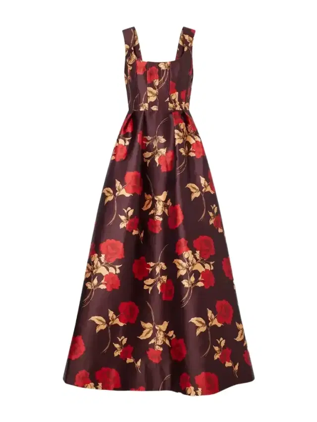 Rebecca Vallance Melgora Floral-print Satin-twill Gown