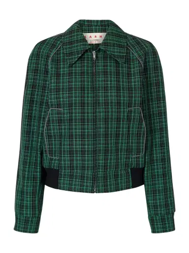 Marni Cropped Checked Wool And Cotton-blend Twill Jacket | Thumbnail 1
