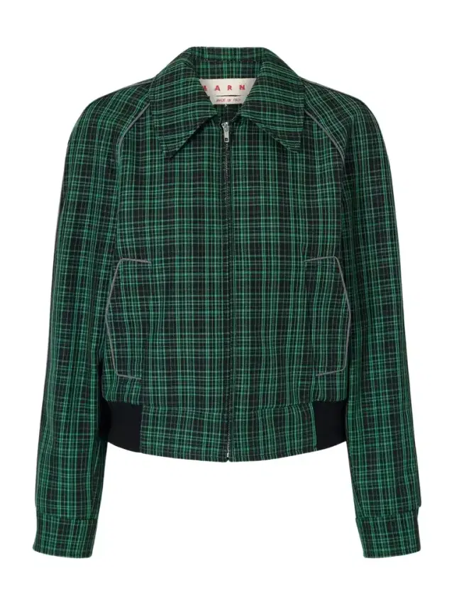 Marni Cropped Checked Wool And Cotton-blend Twill Jacket