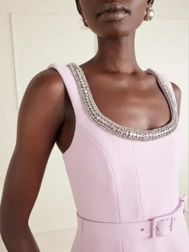 Rebecca Vallance Yolanda Belted Crystal-embellished Crepe Midi Dress | Thumbnail 4