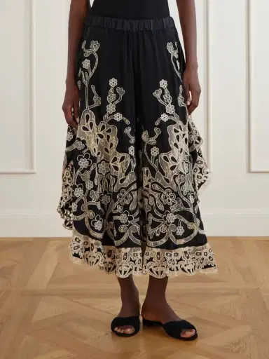Sea Gracelyn Ruffled Lace-trimmed Cotton Wide-leg Pants | Thumbnail 3