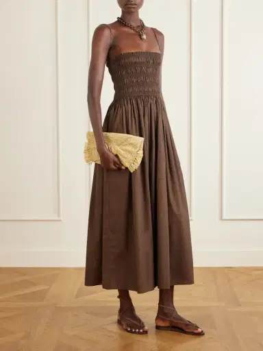 Anya Hindmarch Bow Leather-trimmed Raffia Clutch | Thumbnail 3