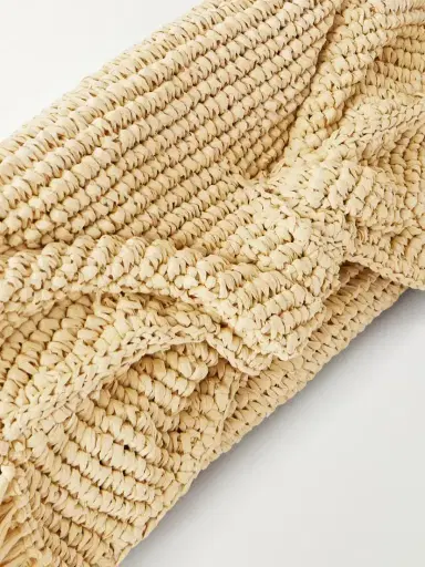 Anya Hindmarch Bow Leather-trimmed Raffia Clutch | Thumbnail 5