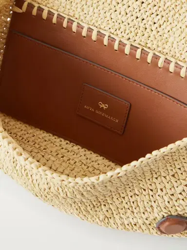 Anya Hindmarch Bow Leather-trimmed Raffia Clutch | Thumbnail 6