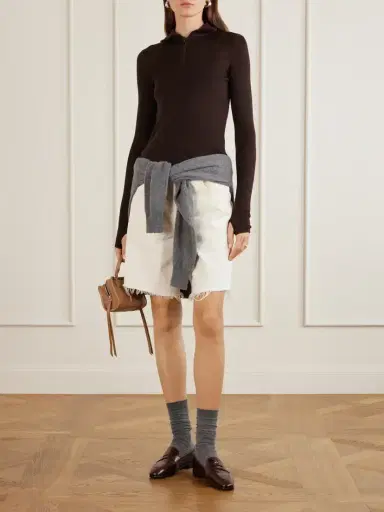 The Frankie Shop Sade Ribbed Wool And Silk-blend Half-zip Sweater | Thumbnail 2
