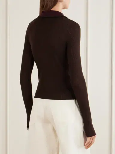 The Frankie Shop Sade Ribbed Wool And Silk-blend Half-zip Sweater | Thumbnail 4