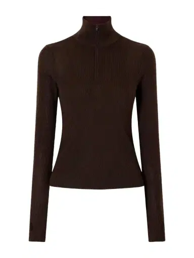 The Frankie Shop Sade Ribbed Wool And Silk-blend Half-zip Sweater | Thumbnail 1