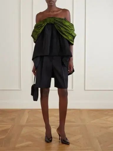 Simone Rocha Bow-detailed Gathered Taffeta Blouse | Thumbnail 2 Simone Rocha Bow-detailed Gathered Taffeta Blouse | Thumbnail 2