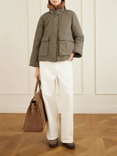 Brunello Cucinelli Shearling-trimmed Padded Cotton-blend Down Jacket | Thumbnail 2 Brunello Cucinelli Shearling-trimmed Padded Cotton-blend Down Jacket | Thumbnail 2