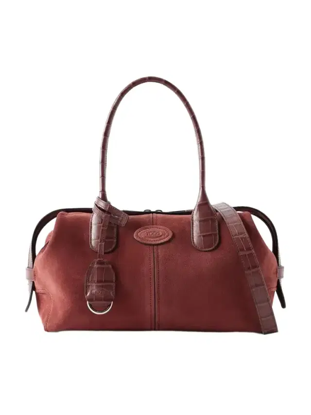 Tod's Bauletto Croc-effect Leather-trimmed Suede Mini Bag