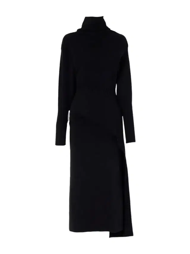 Lanvin Embellished Wool And Cashmere-blend Turtleneck Midi Dress